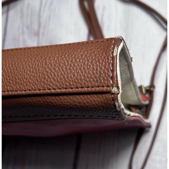 The Sak Iris Demi Orange Brown Pebble Leather Crossbody Shoulder Purse Bag - Picture 14 of 15